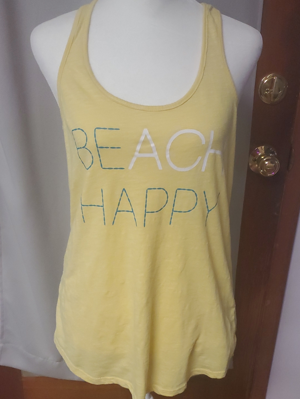 Secret Treasures Graphic Racerback Tank in Yellow Size Medium